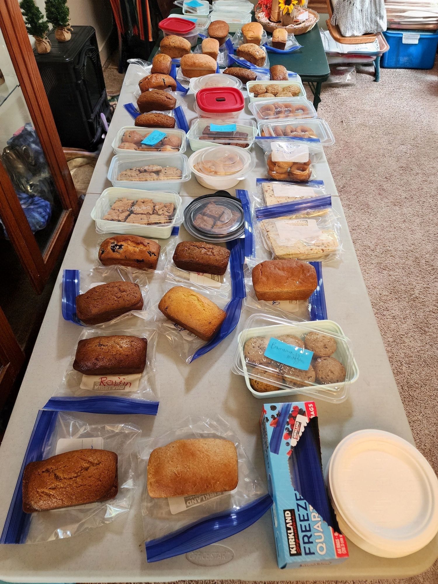 Table full of baked goods.
