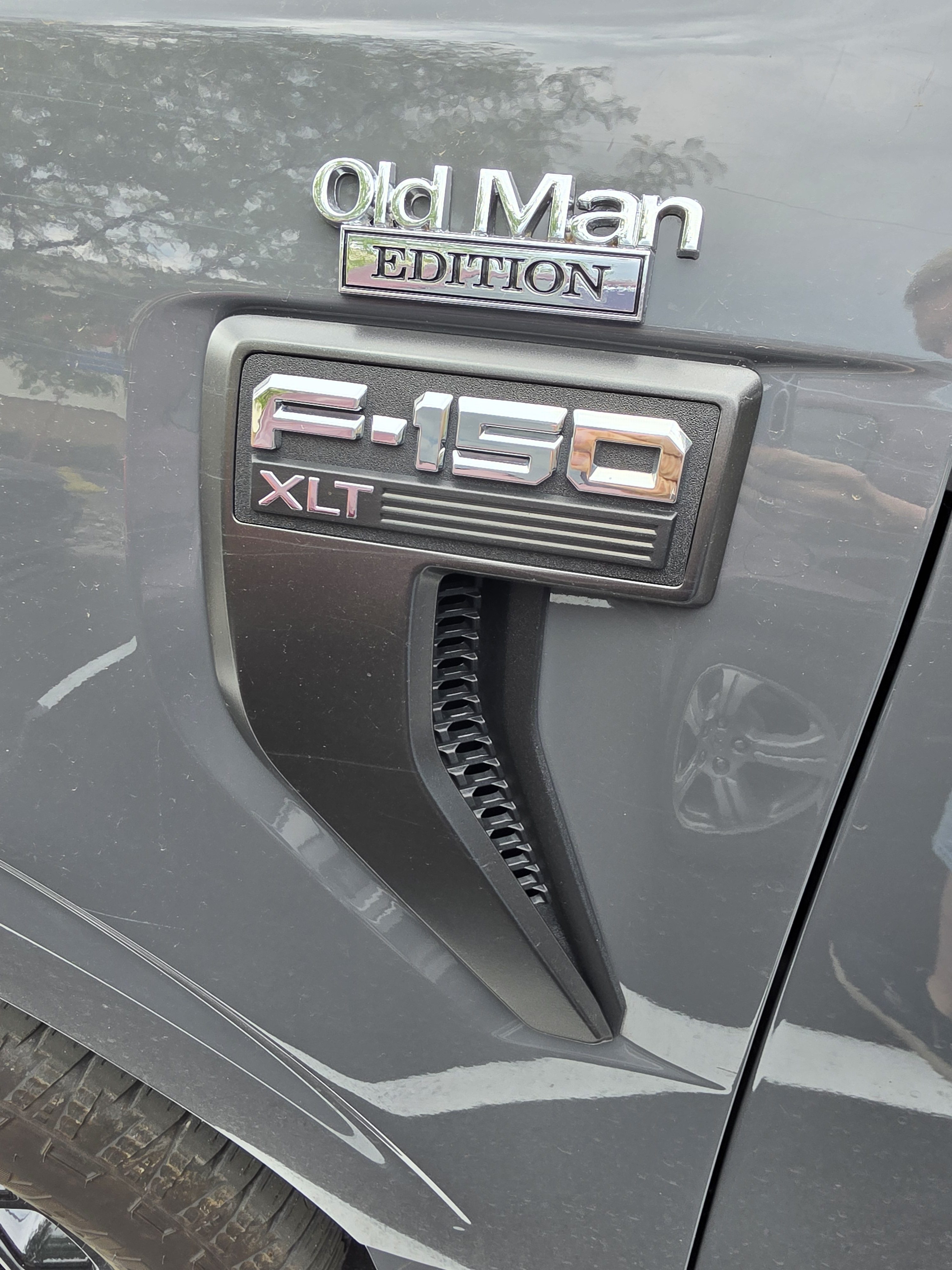 Ford truck emblem saying Old Man Edition